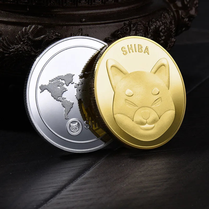 Pièce de monnaie SHIBA INU Pièce de monnaie SHIB Plaqué or Argent Métal physique Crypto