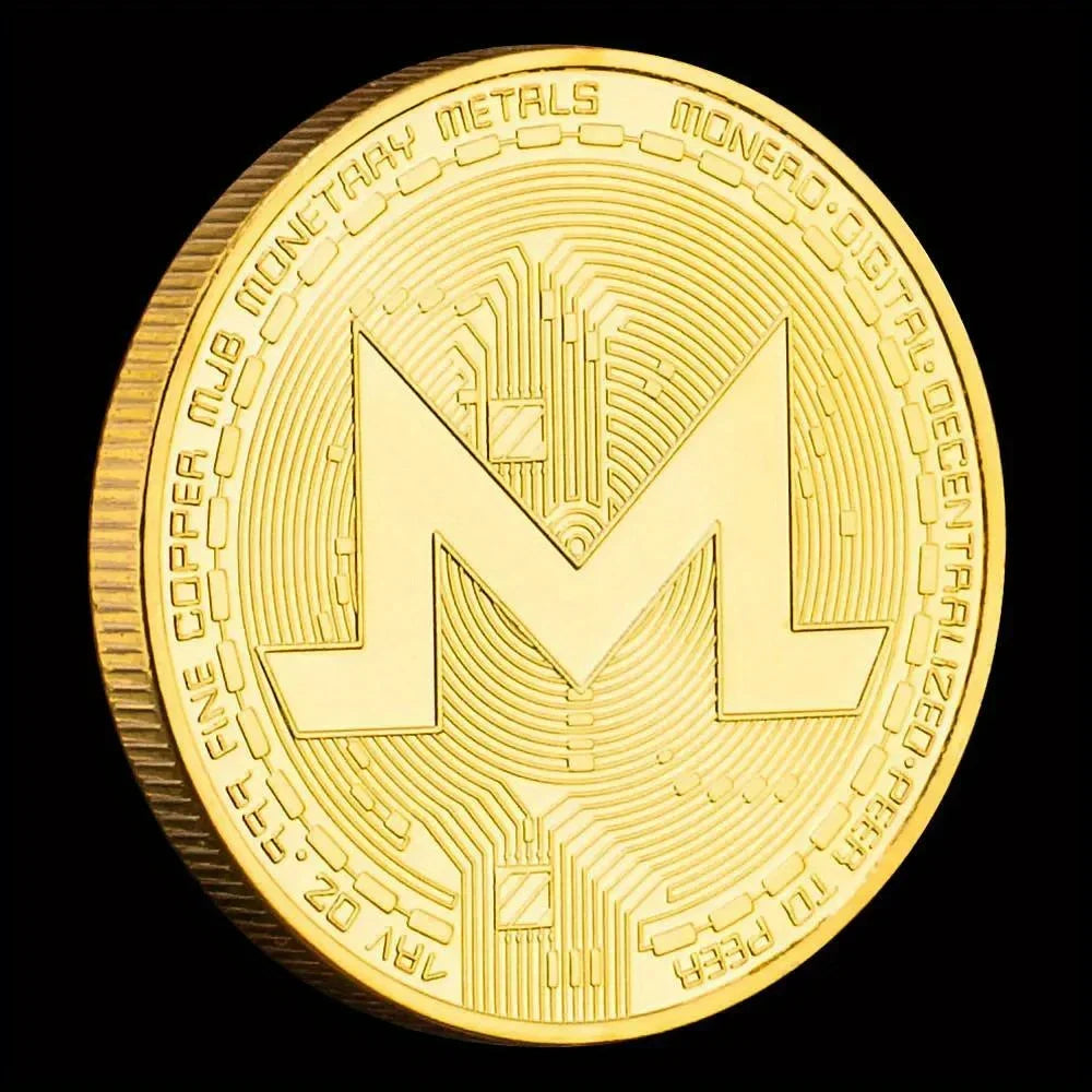 Monero Crypto Coin Golden Plated Souvenirs and Gifts Commemorative Coin Non - Currency Cryptocurrency Coin Collection