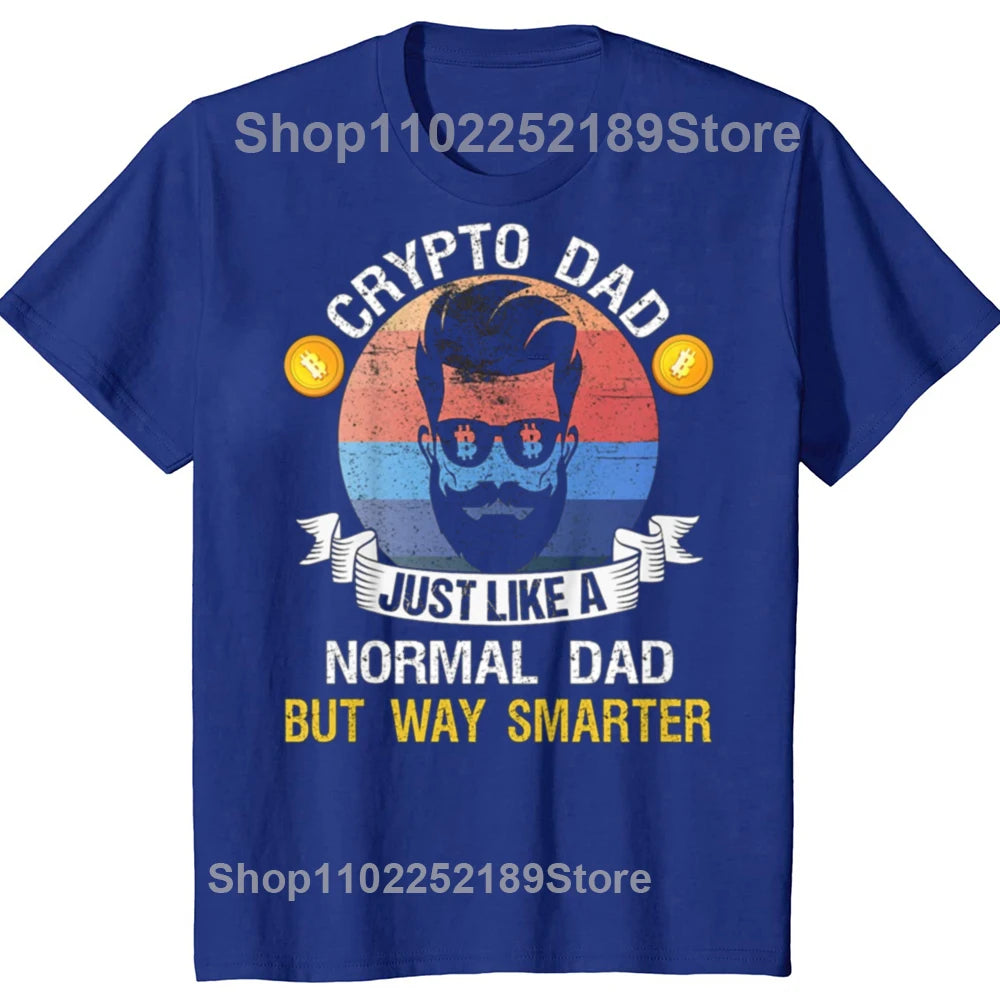 Camisetas gráficas divertidas de papá criptográfico Bitcoin como un papá normal para hombres, camiseta informal de gran tamaño, camiseta holgada de gran tamaño 100 % algodón