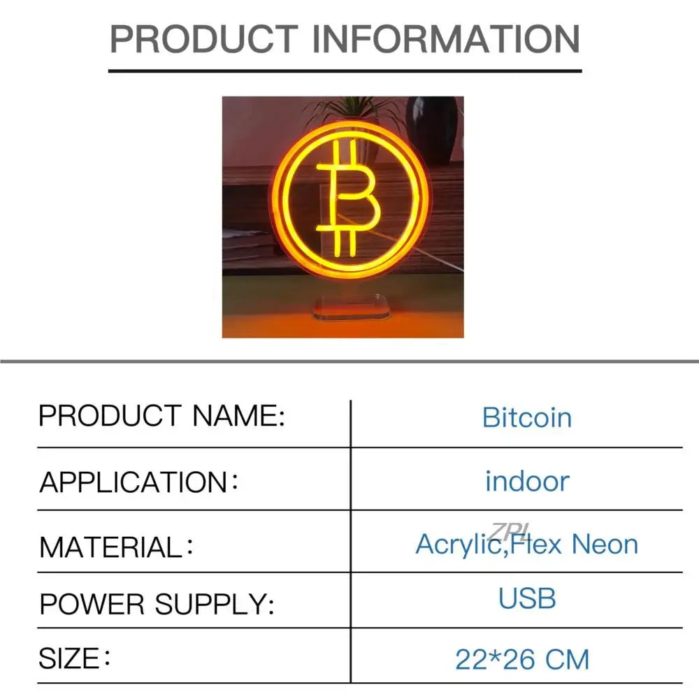 Panneau néon personnalisé Bitcoin LED Panneaux Décoration murale amusante pour chambre à coucher, maison, bar, café, magasin, salle de jeux, jardin, cadeau lumineux au néon