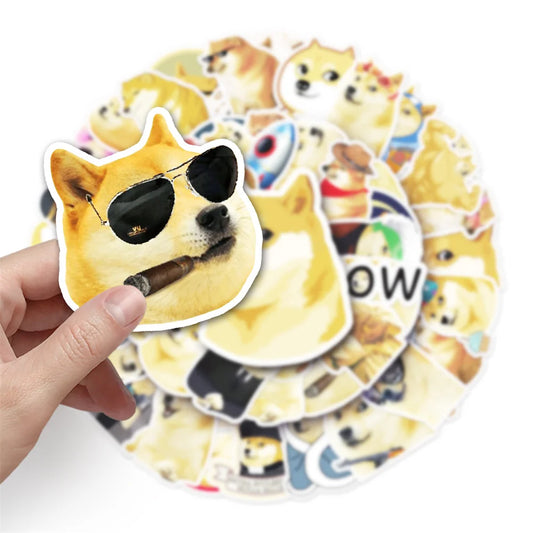 50PCS New Doge Dog Funny Shiba Inu Expression Pack Sticker Suitable for Luggage Laptop iPad Skateboard Mobile Phone Laptop Stick