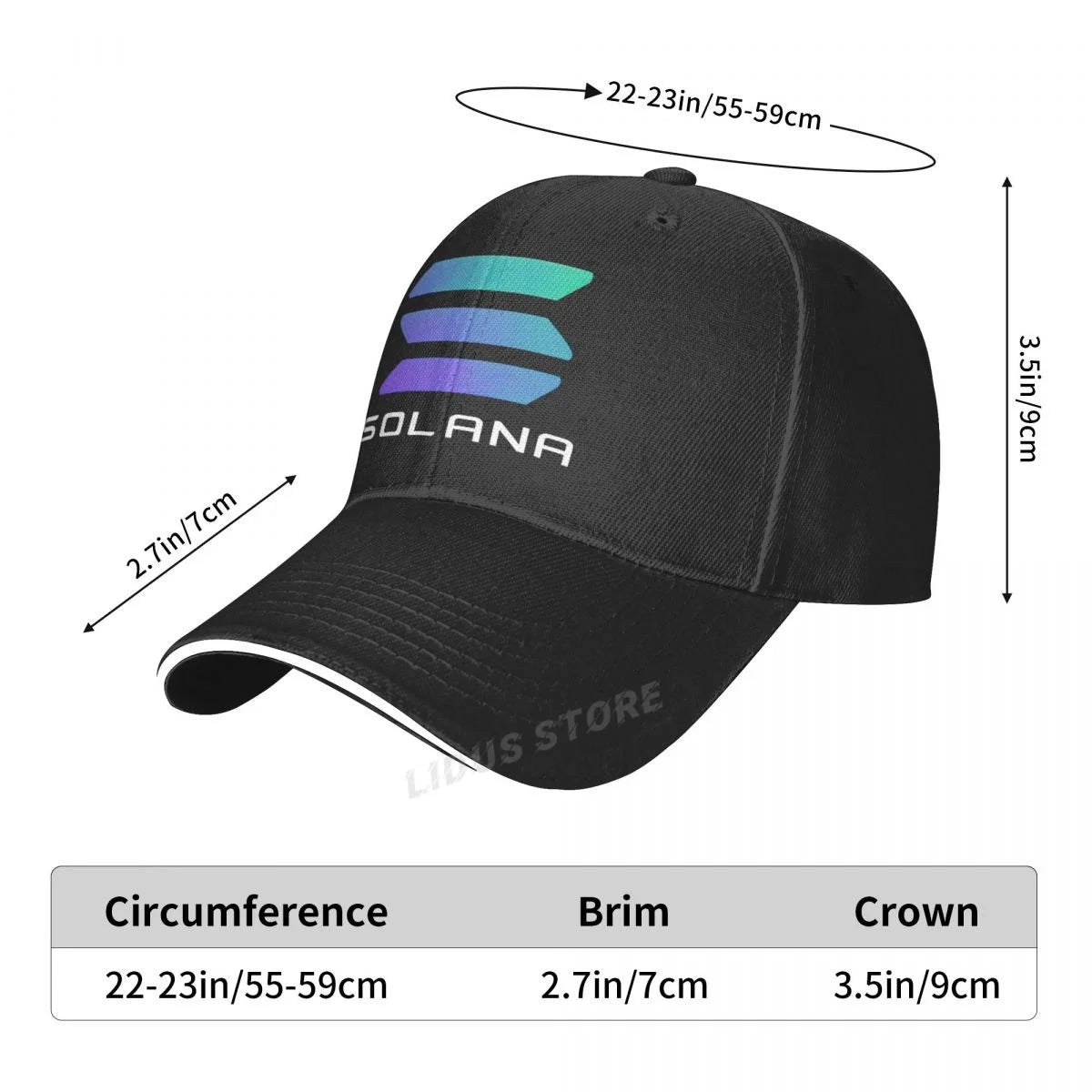 Solana Crypto Solana Sol Baseball Cap Hat Hip Hop Women Sun Czapka Casquette Casual Mens Outdoor Fish Bonnet