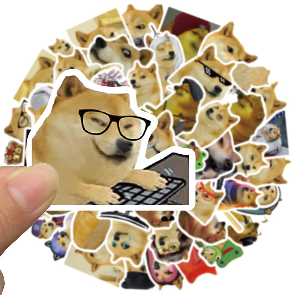 50pcs Funny Doge Stickers Ipad Stationery Phone Sticker DIY Cute Things Scrapbooking Supplies Handmade Journal Accessories