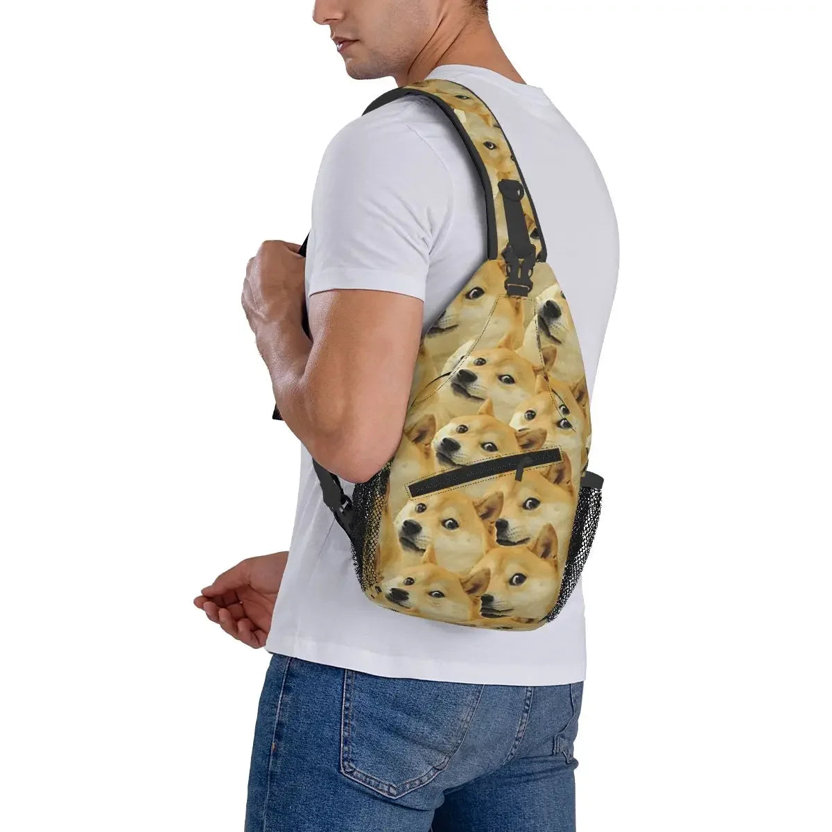 Doge  Pattern Shiba Inu Hiking Daypack Shoulder Bag