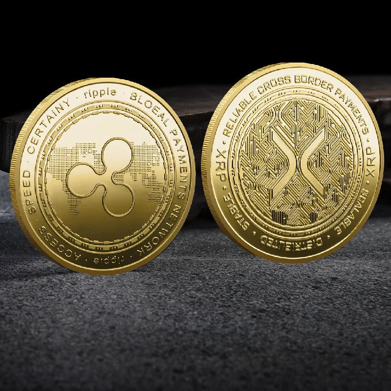 Moneda Ripple XRP Moneda chapada en oro y plata Moneda criptográfica Ripple XRP con estuche de plástico Moneda conmemorativa Colección de arte Regalo de recuerdo