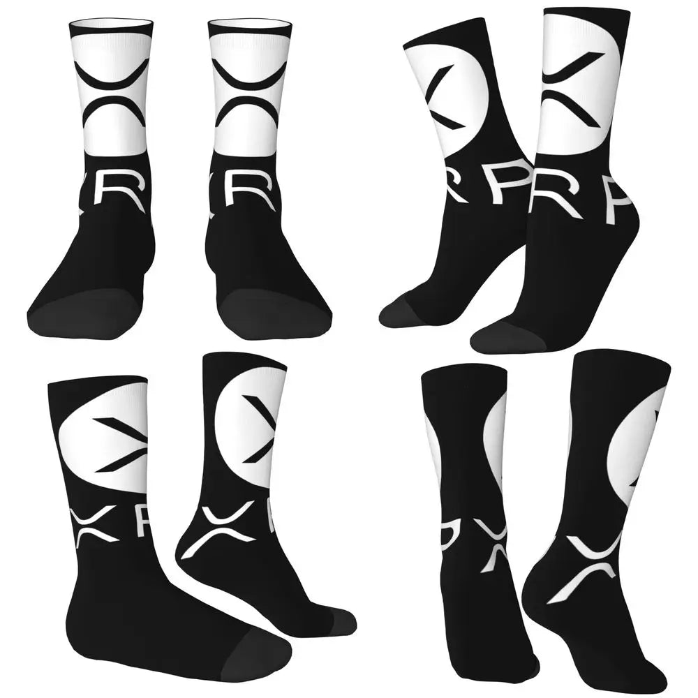 Calcetines para hombre y mujer, medias XRP Ripple, calcetines informales transpirables con patrón para exteriores, calcetines antideslizantes