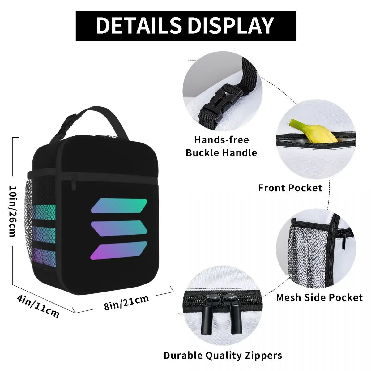 Solana Cryptocurrency - Solana SOL Lunch Bags Insulated Lunch Tote Thermal Bag Leakproof Picnic Bags for Woman Work Children