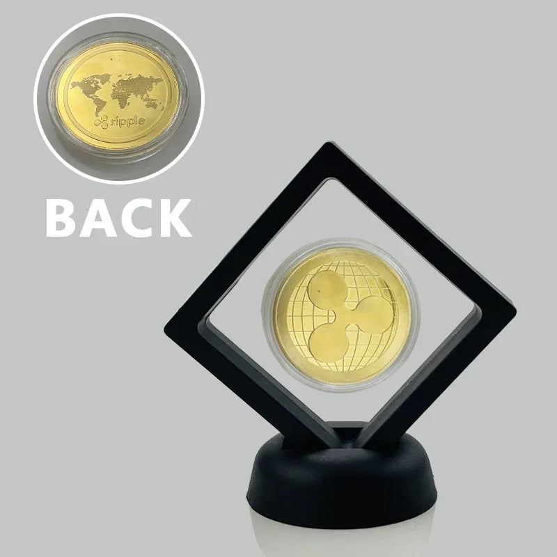 Moneda de metal conmemorativa con soporte para exhibición, criptomoneda Dogecoin, Ada, Cardano, Bitcoin, Litecoin, Ethereum