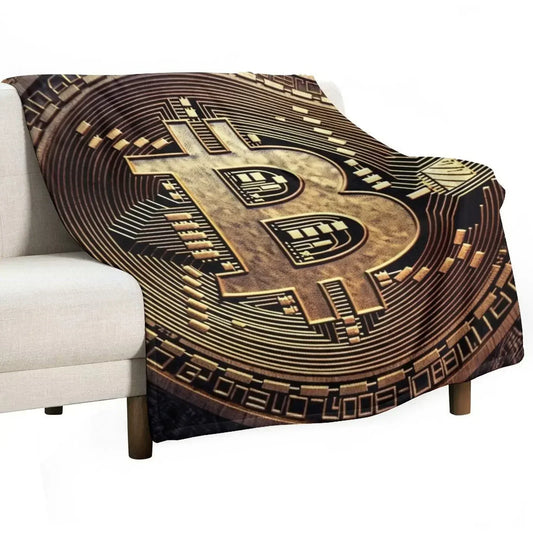 Crypto Elegance : La couverture au design Bitcoin mercredi cosplay anime Couvertures thermiques