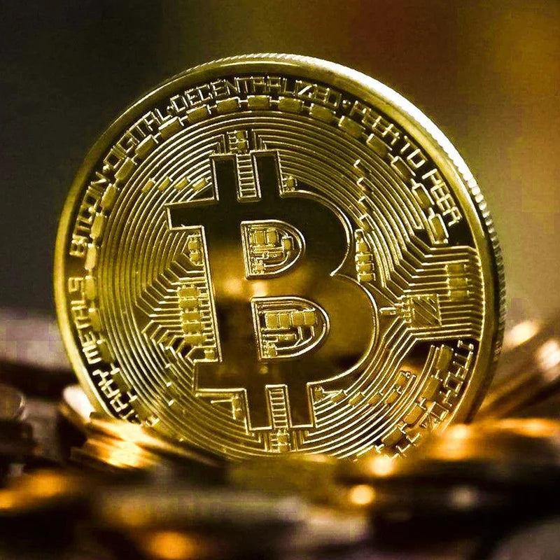 Gold Plated Bitcoin Coin Collectible Art Collection Gift Physical Commemorative Casascius Metal Antique Imitation Happy Birthday