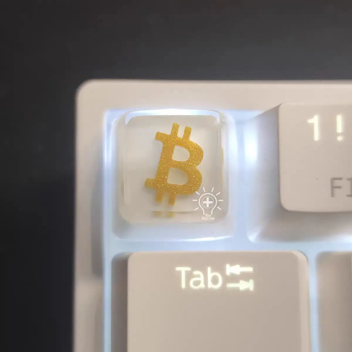 Tecla individual blanca, negra, dorada y naranja, tecla Bitcoin, teclado mecánico, resina, transparente, estereoscópica, tecla eufótica