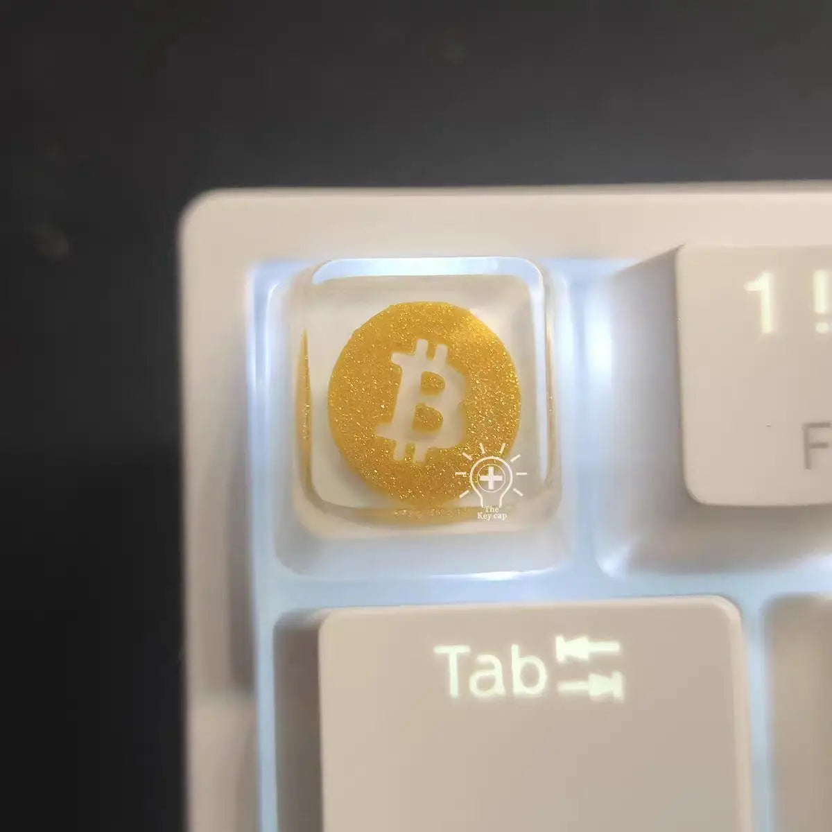 Tecla individual blanca, negra, dorada y naranja, tecla Bitcoin, teclado mecánico, resina, transparente, estereoscópica, tecla eufótica