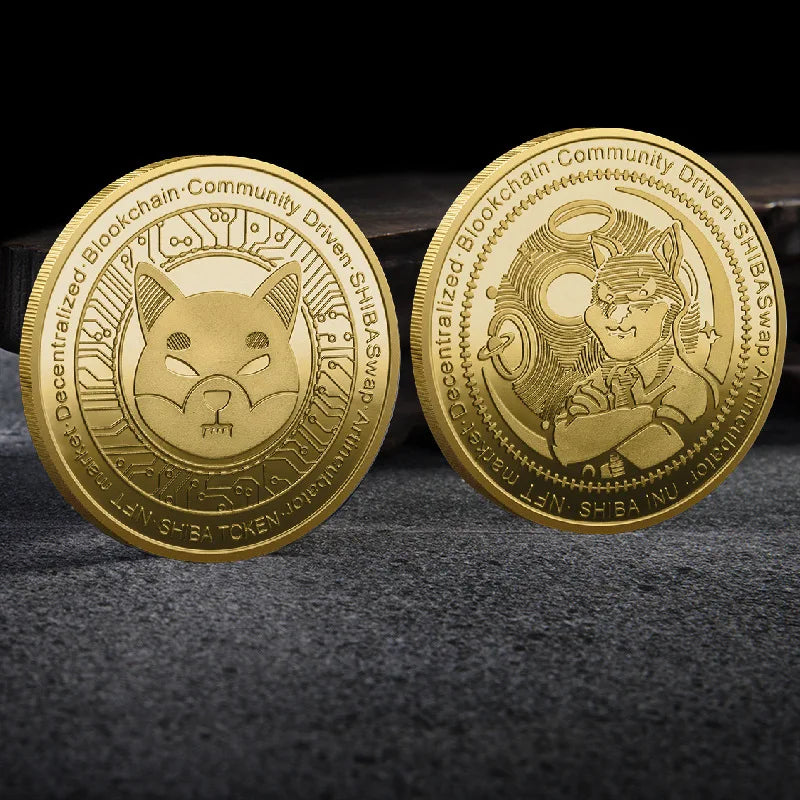 Pièce de monnaie SHIBA INU Pièce de monnaie SHIB Plaqué or Argent Métal physique Crypto