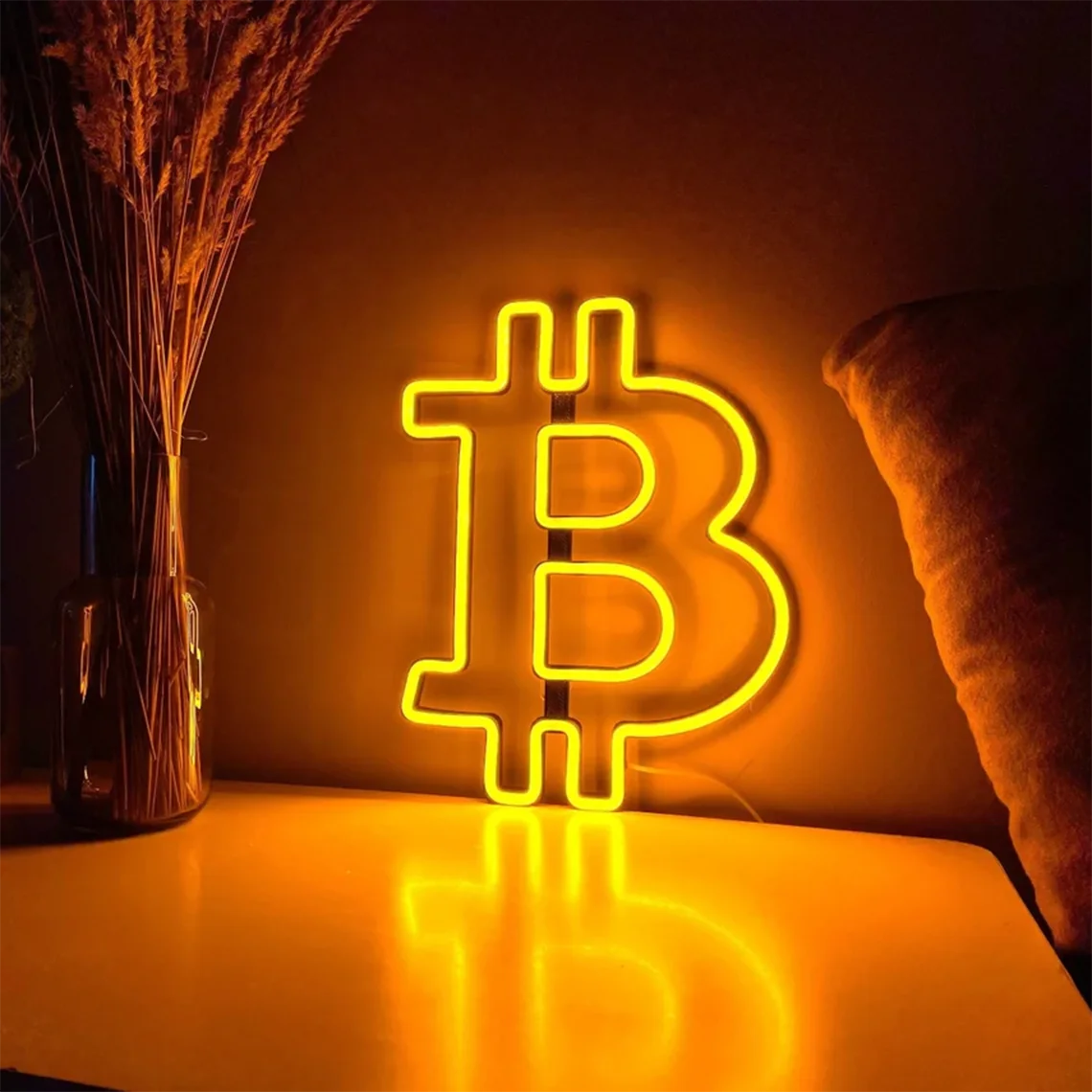 Panneau néon Bitcoin Panneau néon Bitcoin Trading Décoration murale Crypto