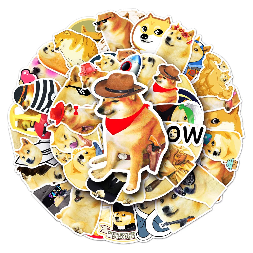 50PCS New Doge Dog Funny Shiba Inu Expression Pack Sticker Suitable for Luggage Laptop iPad Skateboard Mobile Phone Laptop Stick