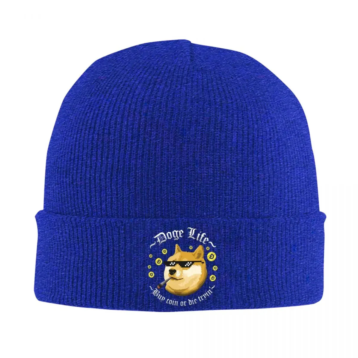 Doge Life Dogecoin Hat Autumn Winter Beanies Warm Bitcoin Crypto Cryptocurrency Ethereum Btc Blockchain Caps Knitted Hat