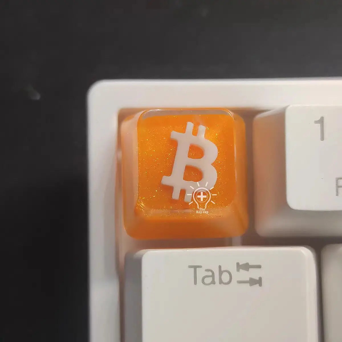 Tecla individual blanca, negra, dorada y naranja, tecla Bitcoin, teclado mecánico, resina, transparente, estereoscópica, tecla eufótica