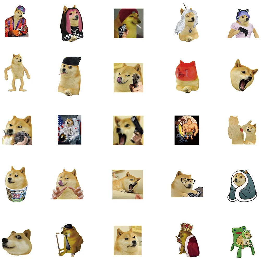 50pcs Funny Doge Stickers Ipad Stationery Phone Sticker DIY Cute Things Scrapbooking Supplies Handmade Journal Accessories