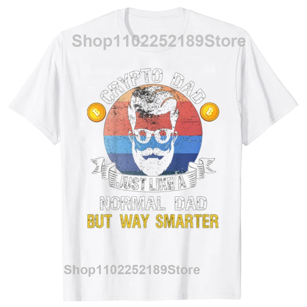 Camisetas gráficas divertidas de papá criptográfico Bitcoin como un papá normal para hombres, camiseta informal de gran tamaño, camiseta holgada de gran tamaño 100 % algodón