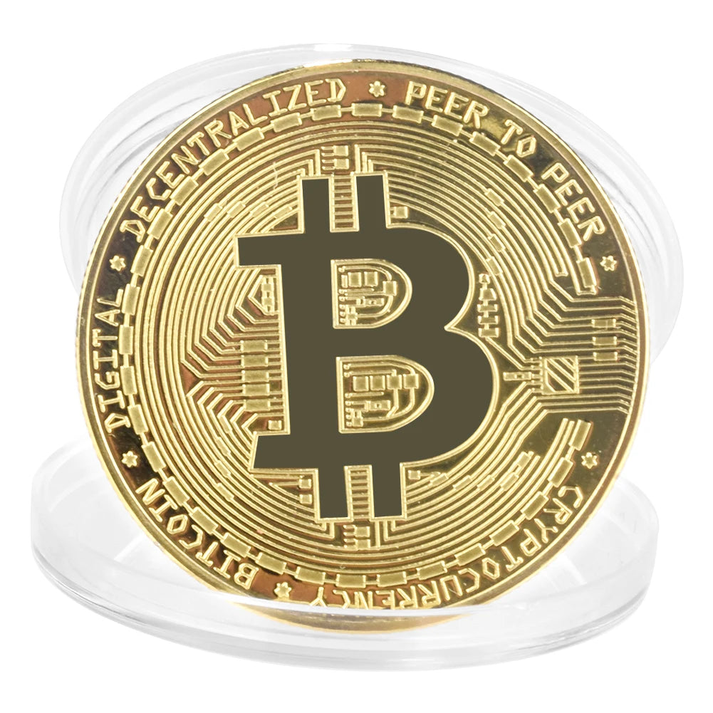 Colección de arte coleccionable de monedas de Bitcoin chapadas en oro de 3 piezas, regalo físico conmemorativo, Casascius Bit BTC, imitación de metal antiguo