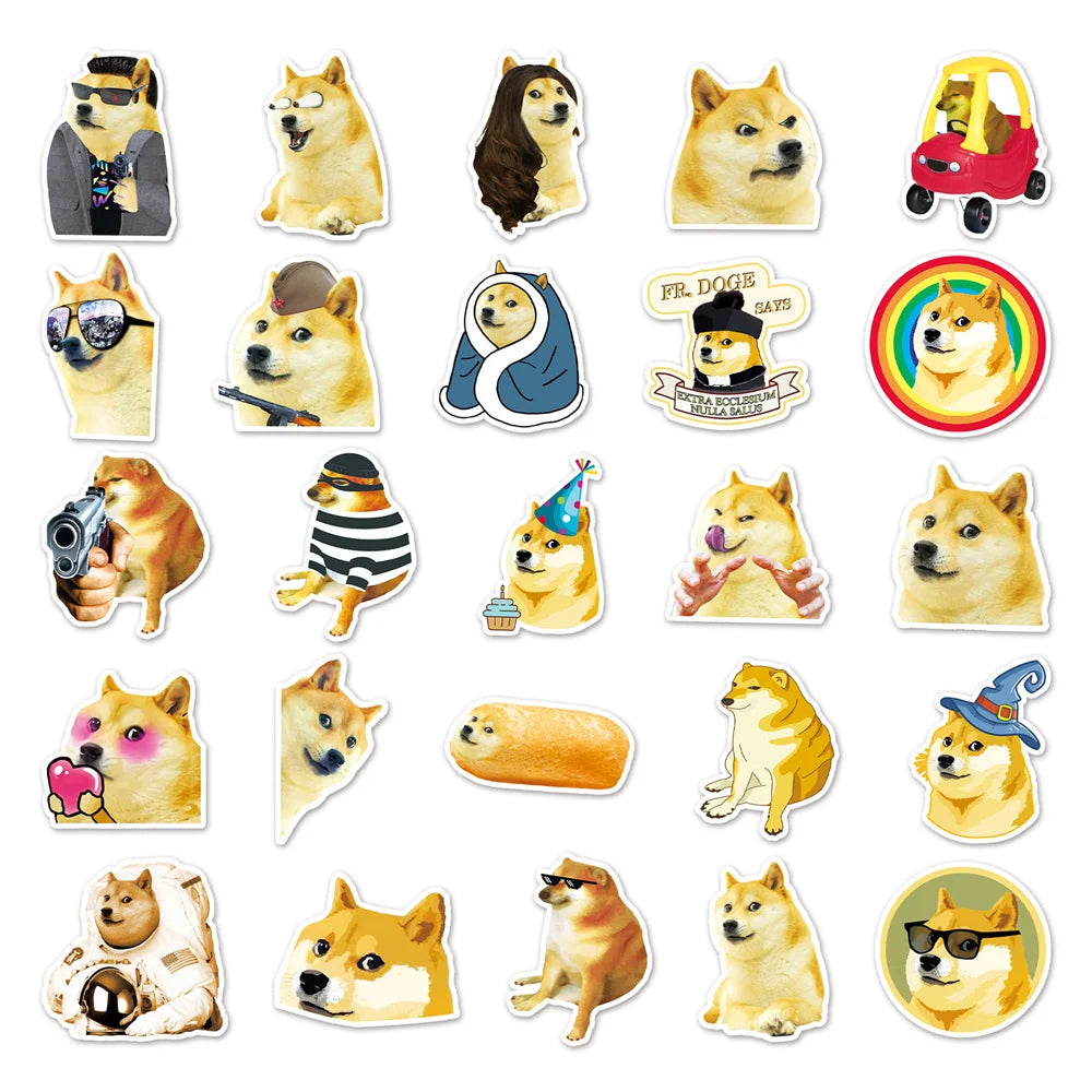 50PCS New Doge Dog Funny Shiba Inu Expression Pack Sticker Suitable for Luggage Laptop iPad Skateboard Mobile Phone Laptop Stick