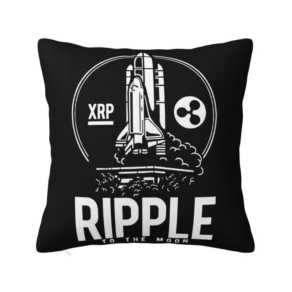 Nueva funda de almohada con letras gráficas de moda Ripple To The Moon Btc Xrp Bitcoin Crypto