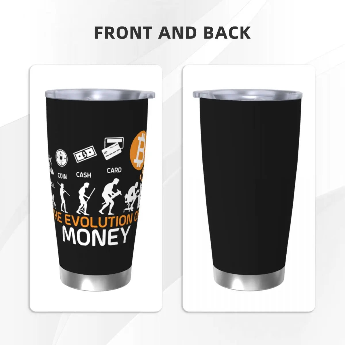 The Evolution Of Money Bitcoin Tumbler Vacuum Insulated Crypto Coin Coffee Cups Vacuum Flask Travel Outdoor Mugs Water Bottle