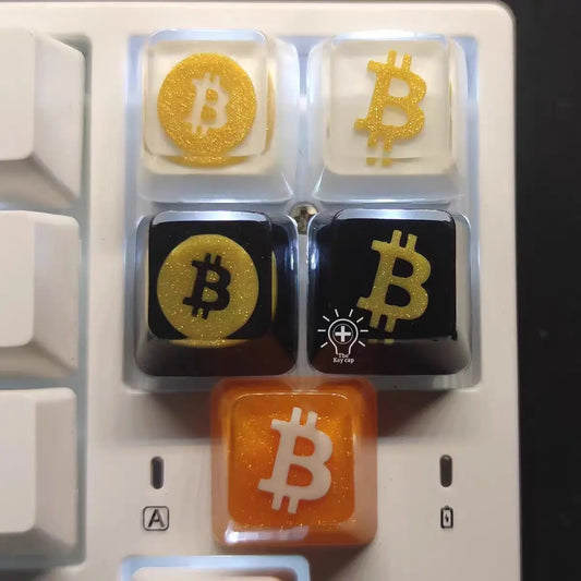 Tecla individual blanca, negra, dorada y naranja, tecla Bitcoin, teclado mecánico, resina, transparente, estereoscópica, tecla eufótica