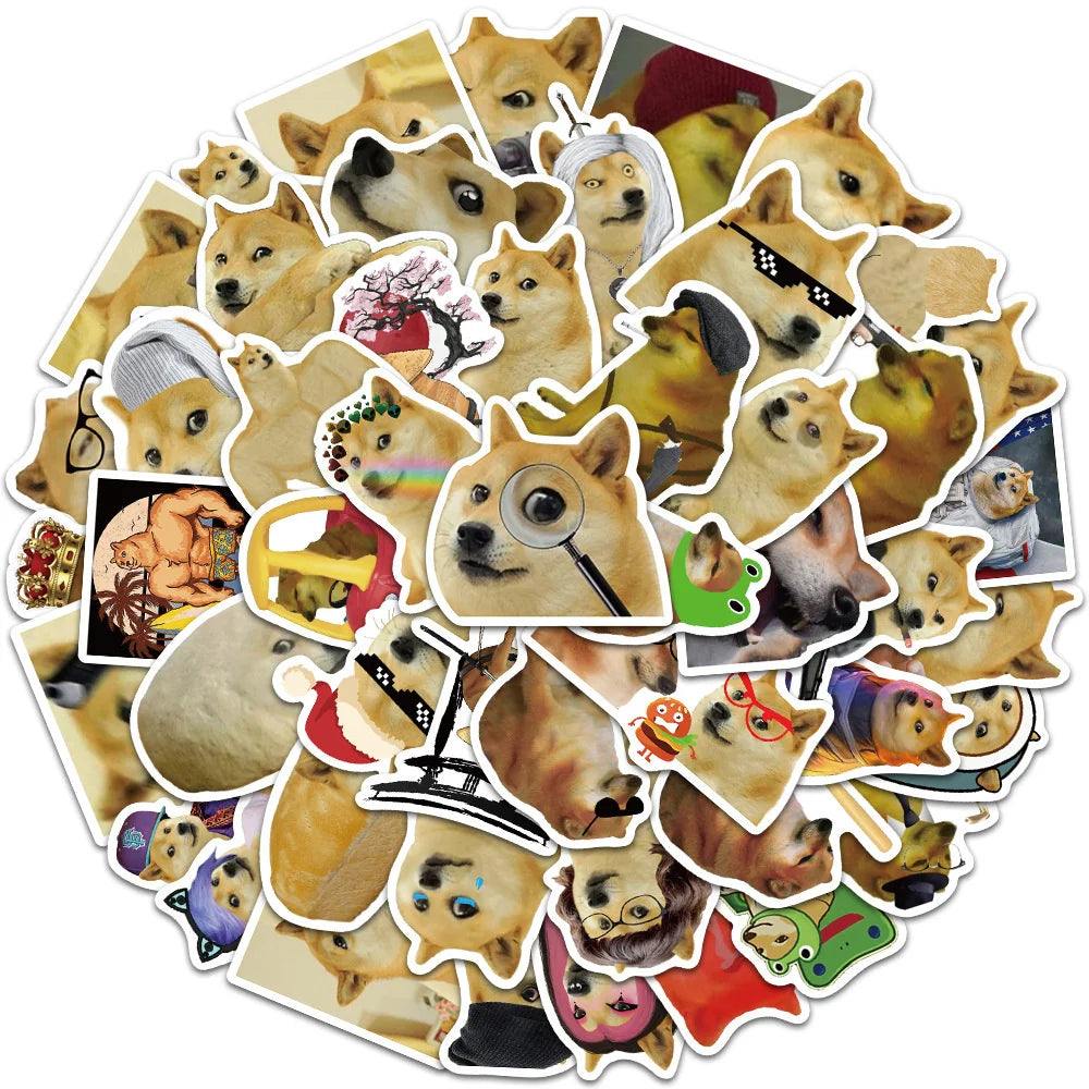 50pcs Funny Doge Stickers Ipad Stationery Phone Sticker DIY Cute Things Scrapbooking Supplies Handmade Journal Accessories