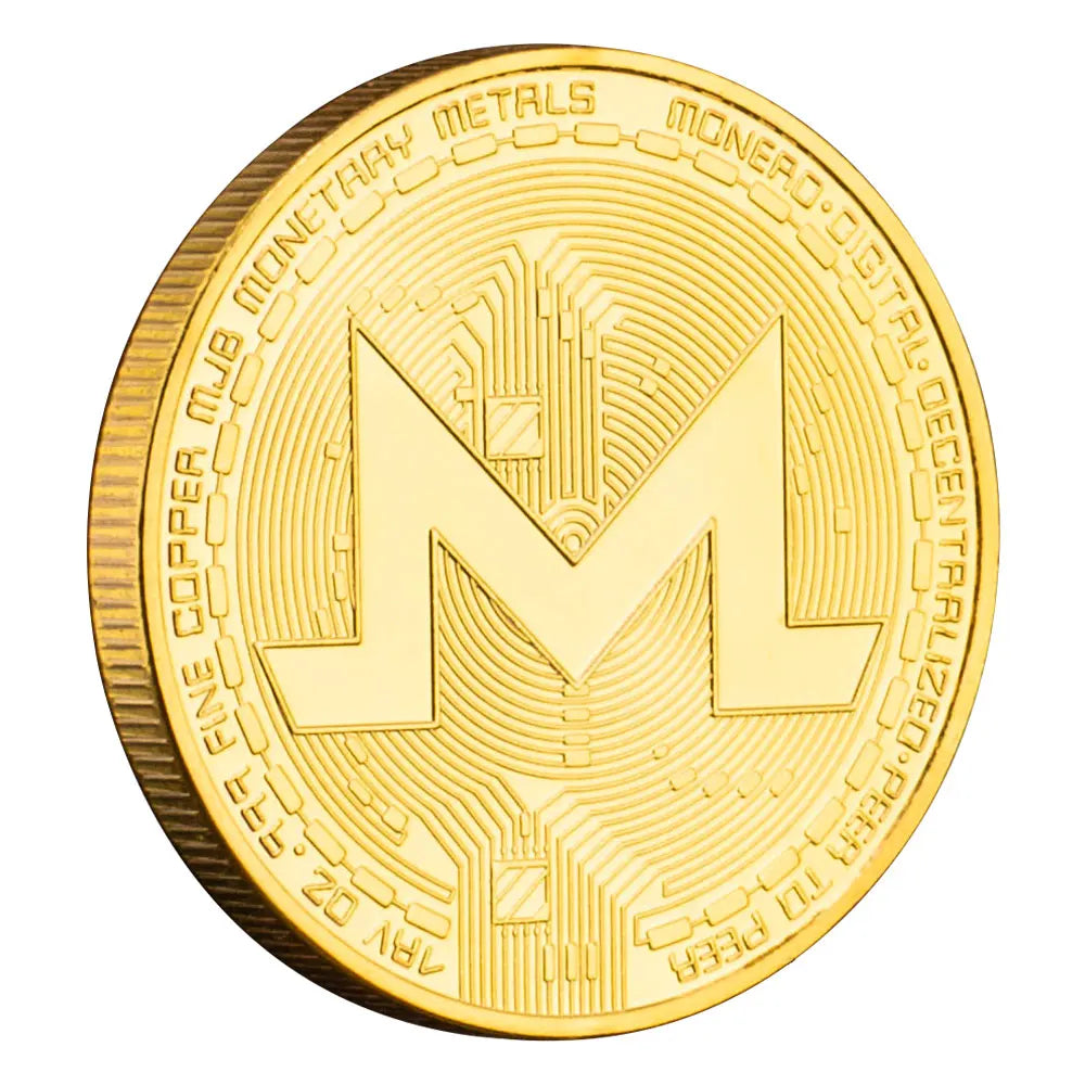 Monero Crypto Coin Golden Plated Souvenirs and Gifts Commemorative Coin Non - Currency Cryptocurrency Coin Collection