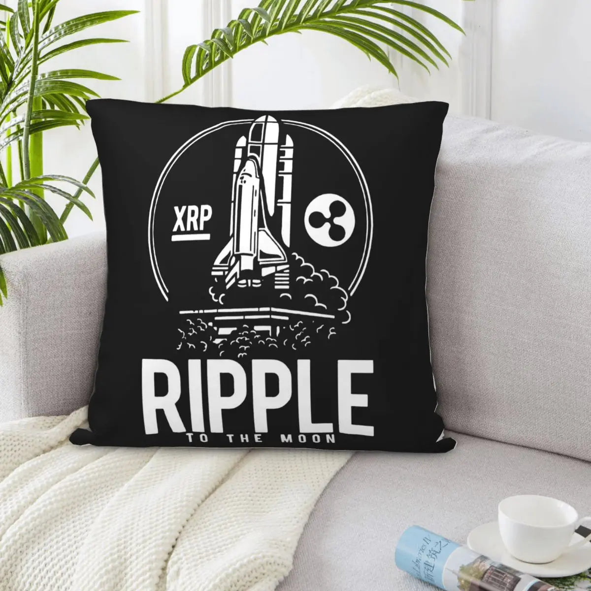 Nouvelle taie d'oreiller tendance avec lettrage graphique Ripple To The Moon Btc Xrp Bitcoin Crypto