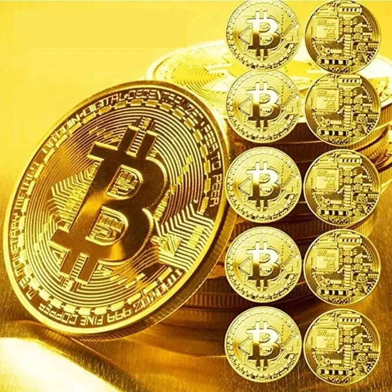 Gold Plated Bitcoin Coin Collectible Art Collection Gift Physical