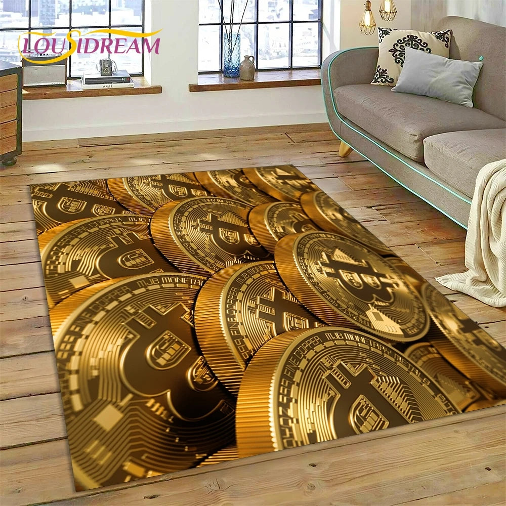 Bitcoin 3D Virtual Currency NFT Area Rug Carpet for Living Room