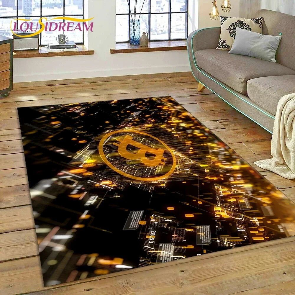 Bitcoin 3D Virtual Currency NFT Area Rug Carpet for Bedroom Living Room