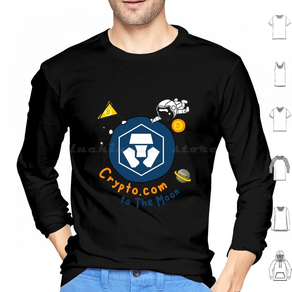 Crypto Com Coin To The Moon , Cryptocurrency , Cro Hodl Bitcoin , Graphic Funny Style Hoodies Long Sleeve Crypto Com