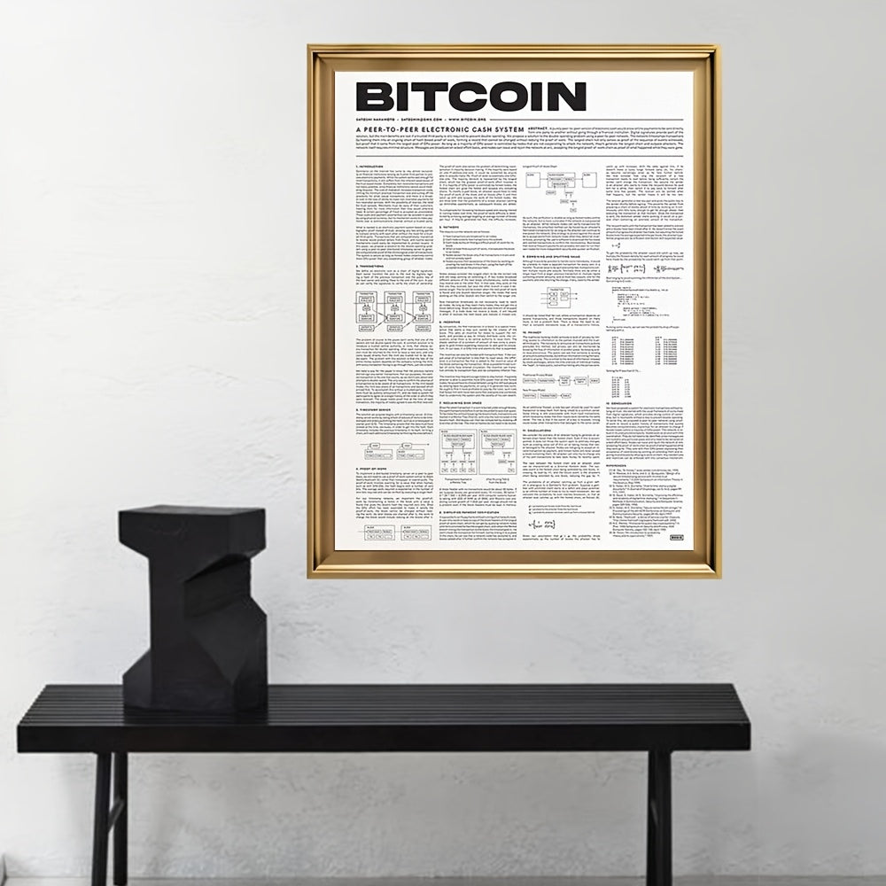 Bitcoin Whitepaper Canvas Print - Frameless Cryptocurrency Wall Art, Educational Tech Decor, Perfect Gift for Blockchain Enthusiasts, Ideal for Home, Office, Cafe