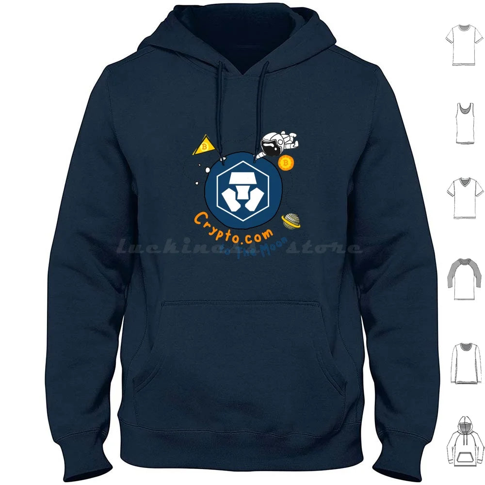 Crypto Com Coin To The Moon , Cryptocurrency , Cro Hodl Bitcoin , Graphic Funny Style Hoodies Long Sleeve Crypto Com