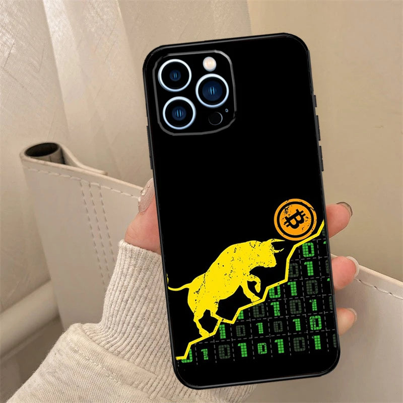 Crypto Currency Bitcoin BTC Phone Case For iPhone 16 15 14 13 12 11 Pro Max XS X XR 7 8 Plus 12 13 Mini Back Cover