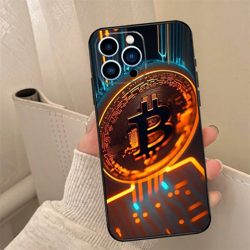 Crypto Currency Bitcoin BTC Phone Case For iPhone 16 15 14 13 12 11 Pro Max XS X XR 7 8 Plus 12 13 Mini Back Cover