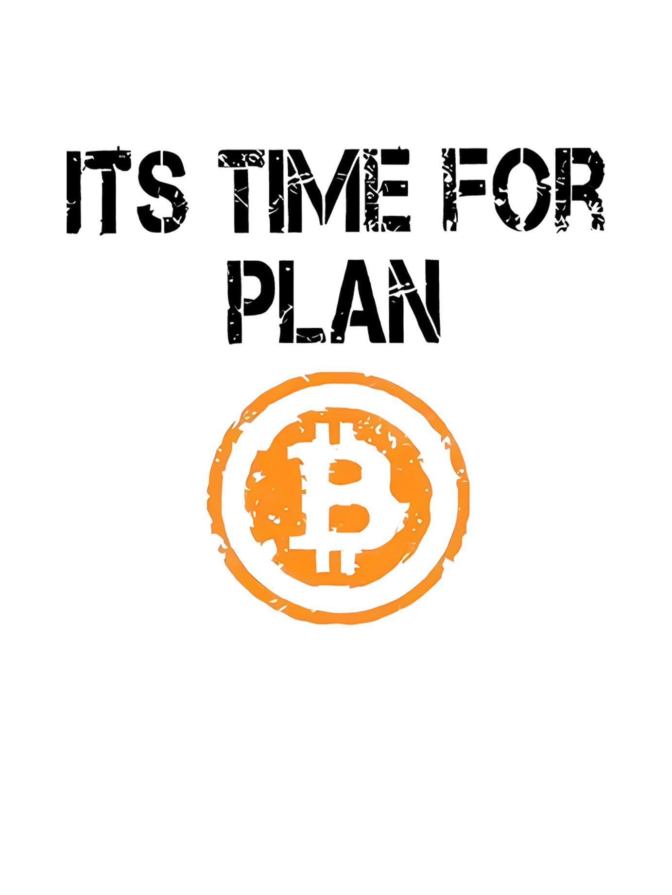 [Medium Stretch Bitcoin Graphic Tee] Women'S Casual Crew Neck T-Shirt, Polyester Blend, Medium Stretch Knit Fabric, with Bitcoin Graphic and "It'S Time For Plan" Print, for All Seasons