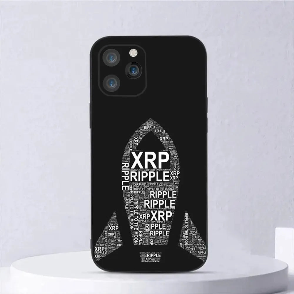 Xrp Ripple Crypto Phone Case For iPhone 15,14,13,12,11,Plus,Pro Max,XS,X,XR,SE,Mini,8,7 Soft Silicone Black Cover