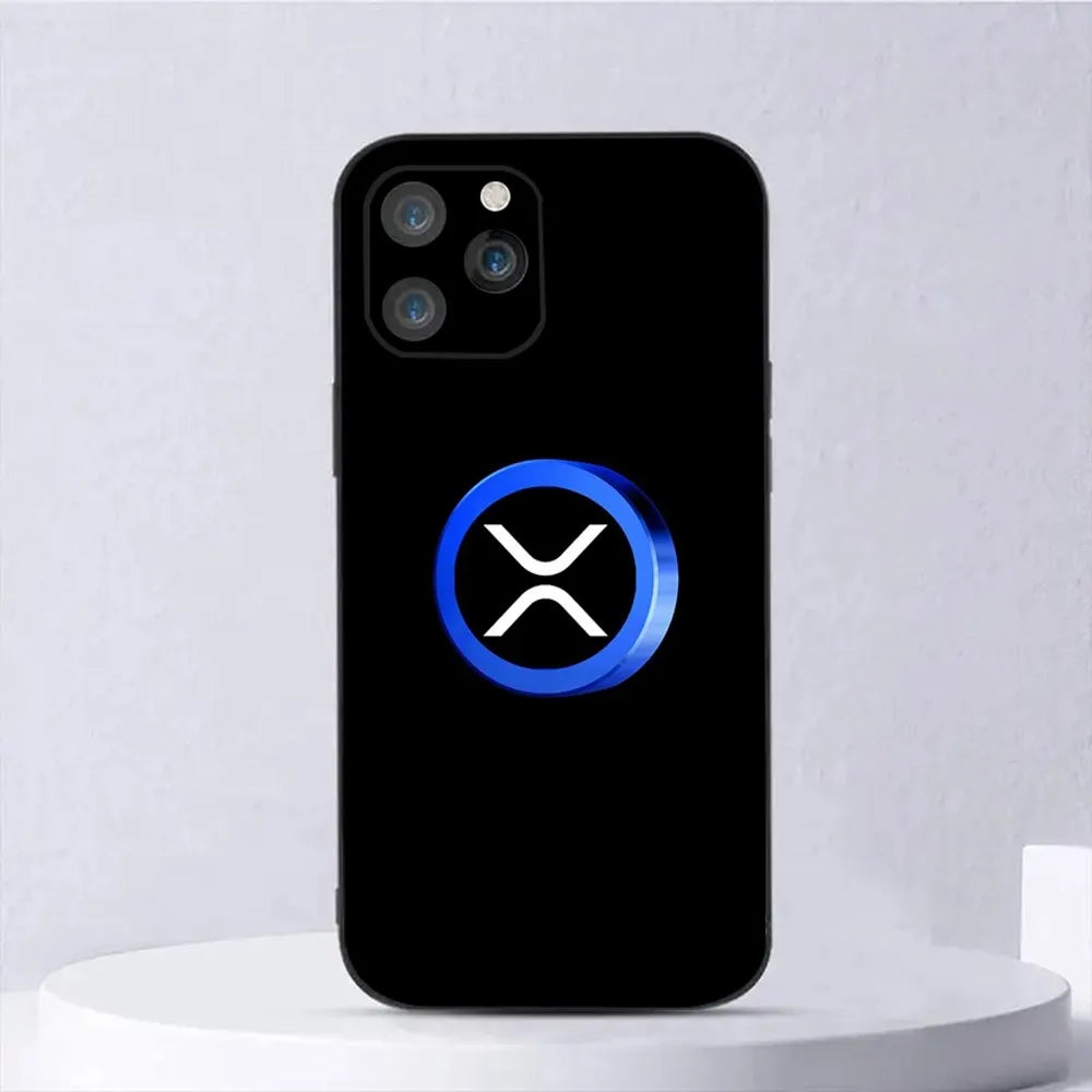 Xrp Ripple Crypto Phone Case For iPhone 15,14,13,12,11,Plus,Pro Max,XS,X,XR,SE,Mini,8,7 Soft Silicone Black Cover