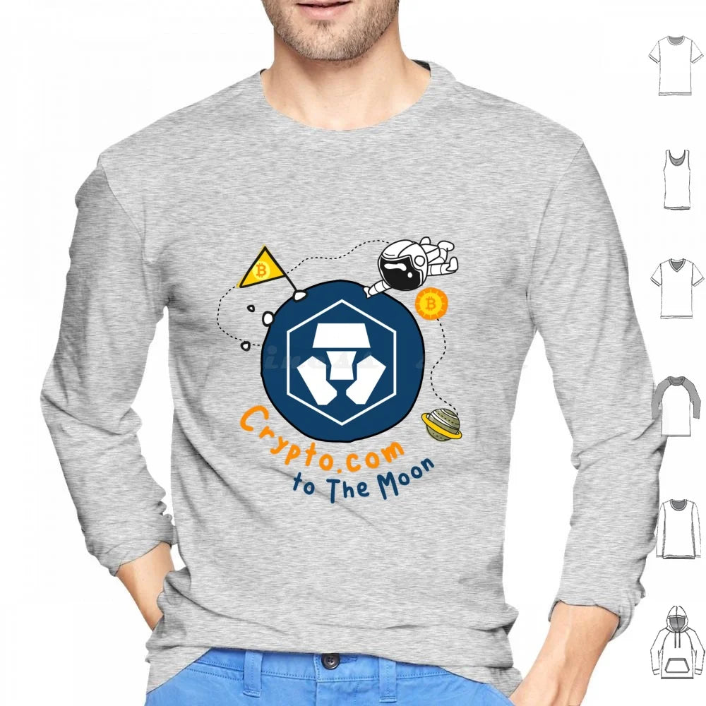 Crypto Com Coin To The Moon , Cryptocurrency , Cro Hodl Bitcoin , Graphic Funny Style Hoodies Long Sleeve Crypto Com