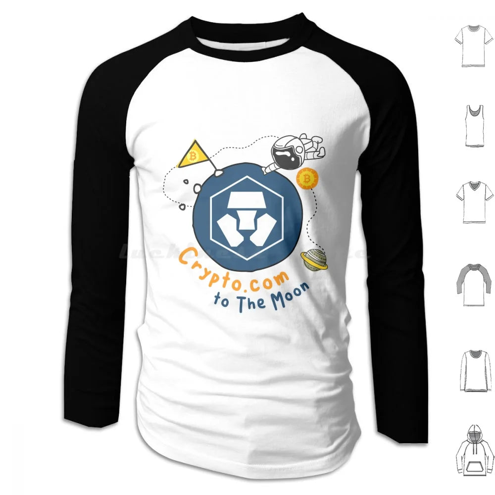 Crypto Com Coin To The Moon , Cryptocurrency , Cro Hodl Bitcoin , Graphic Funny Style Hoodies Long Sleeve Crypto Com